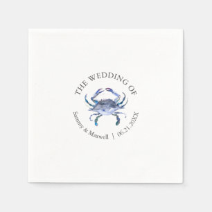 Papel Servilleta de cóctel de boda de cangrejo azul acua
