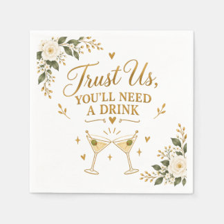 Papel Servilleta de cóctel de boda elegante y divertida