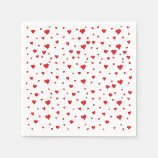 Papel Servilleta de cóctel de corazones rojos