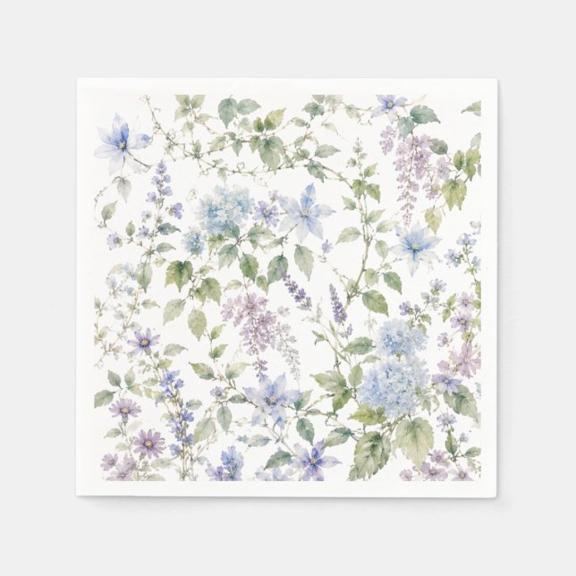 Papel Servilleta de cóctel de flor silvestre azul (Anverso)