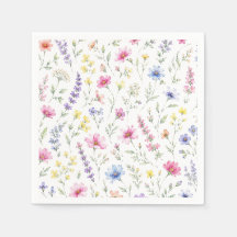 Servilleta de cóctel de flores silvestres acuarela