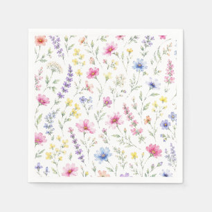 Papel Servilleta de cóctel de flores silvestres acuarela