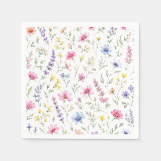 Papel Servilleta de cóctel de flores silvestres acuarela