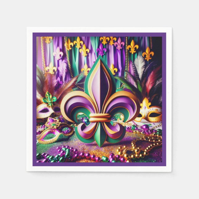 Papel Servilleta de cóctel de Mardi Gras (Anverso)