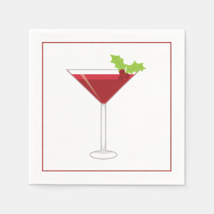 Papel Servilleta de cóctel de Navidad con martini, aceit