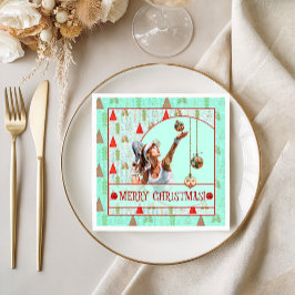 Papel Servilleta de cóctel de Padel – Navidad Retro de P