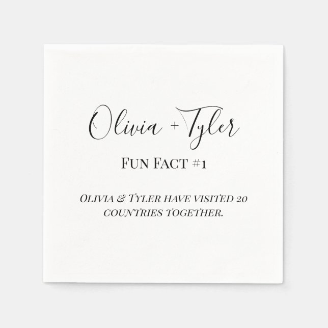Papel Servilleta de cóctel de recepción de boda con dato (Anverso)