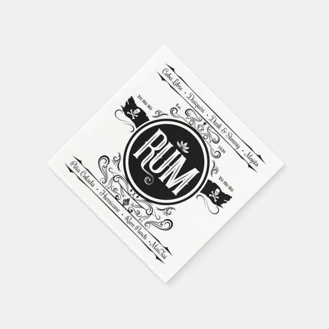 Papel Servilleta de Cóctel de Ron (Borde)