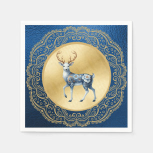 Papel Servilleta de cóctel elegante de oro y azul