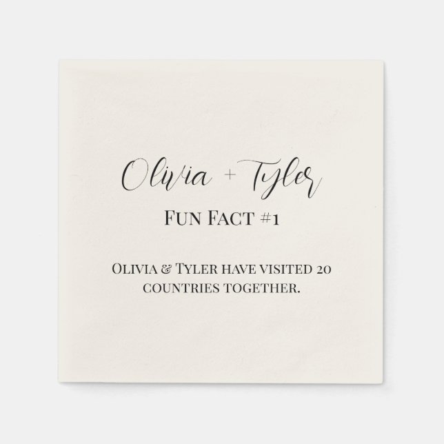 Papel Servilleta de cóctel para boda con dato divertido  (Anverso)