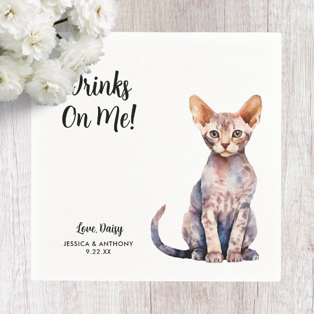 Papel Servilleta de cóctel para boda de gato (Subido por el creador)