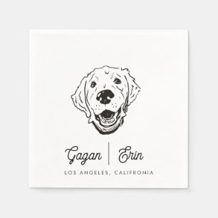 Papel Servilleta de cóctel para boda de Golden Retriever