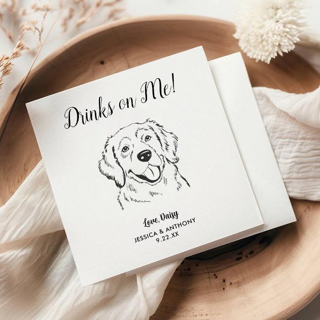 Papel Servilleta de cóctel para boda de perro moderno  (Subido por el creador)
