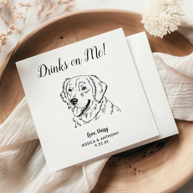 Papel Servilleta de cóctel para boda de perro moderno (Subido por el creador)