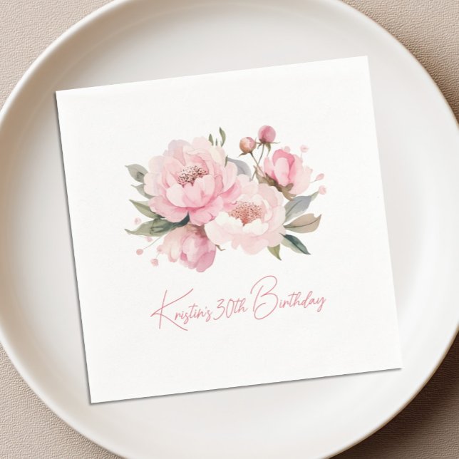 Papel Servilleta de cóctel para cumpleaños Pink Peony (Subido por el creador)