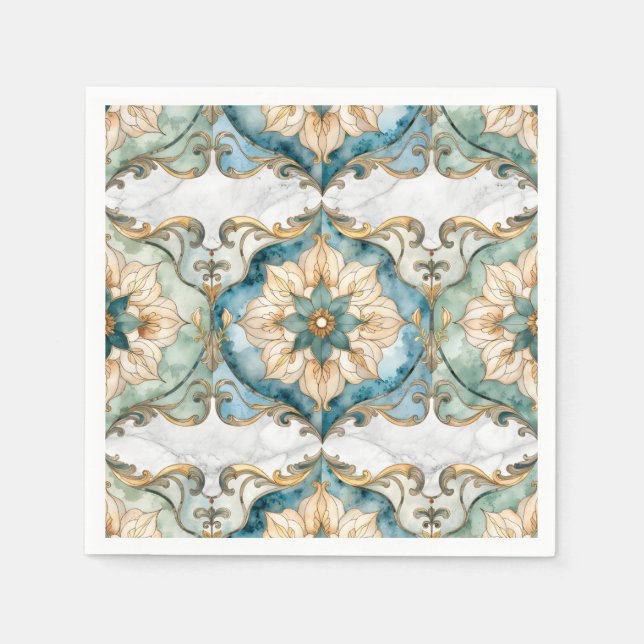 Papel Servilleta de cóctel para fiesta de Tapiz de Flor  (Anverso)