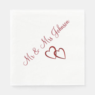 Papel Servilleta de comedor personalizada con corazones