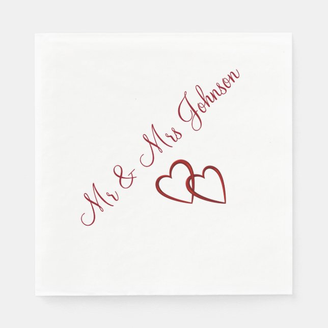 Papel Servilleta de comedor personalizada con corazones  (Anverso)
