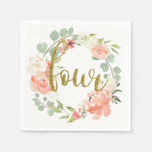 Papel Servilleta de corona floral de oro rosa para cumpl
