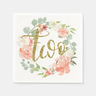 Papel Servilleta de corona floral de oro rosa para segun