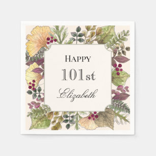 Papel Servilleta de cumpleaños 101 con hojas de otoño co