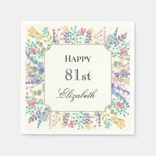 Papel Servilleta de cumpleaños 81 Colorido Floral