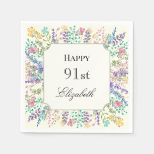 Papel Servilleta de cumpleaños 91 Colorido Floral
