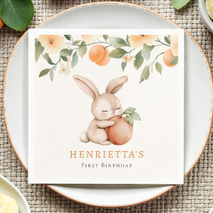 Papel Servilleta de cumpleaños con conejo lindo y flores