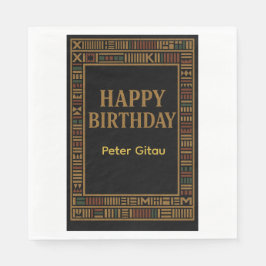 Papel Servilleta de cumpleaños con diseño Kente de oro a