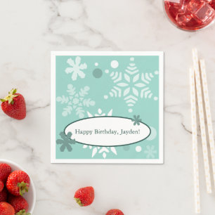 Papel Servilleta de cumpleaños con tema de invierno azul