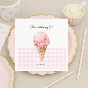 Papel Servilleta de cumpleaños de cono de helado rosa pe
