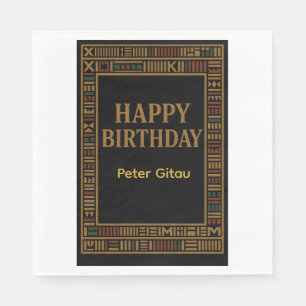 Papel Servilleta de cumpleaños de Kente de oro africano