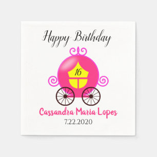 Papel Servilleta de cumpleaños de la chica del carruaje