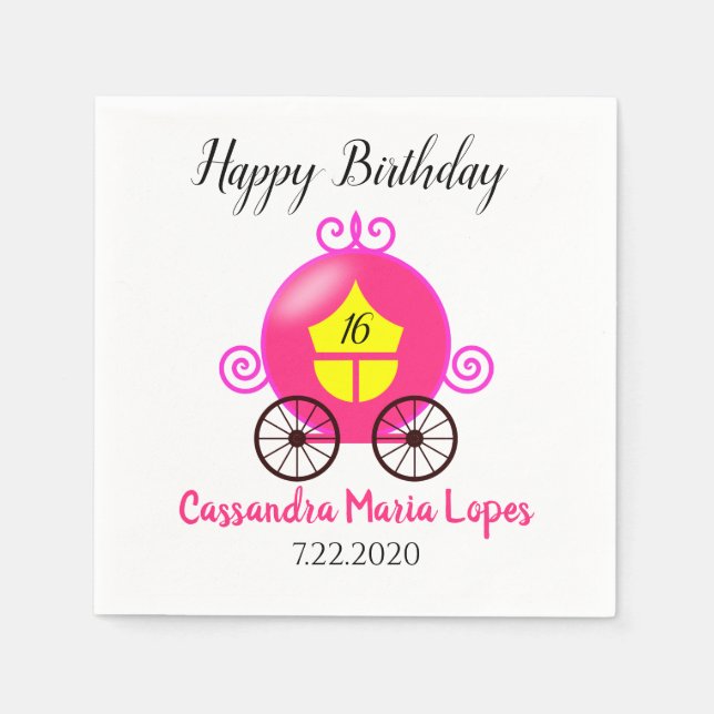 Papel Servilleta de cumpleaños de la chica del carruaje  (Anverso)