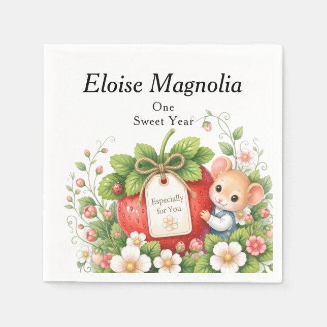 Papel Servilleta de cumpleaños dulce y personalizada de  (Anverso)
