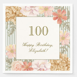 Papel Servilleta de cumpleaños número 100 color otoño fl