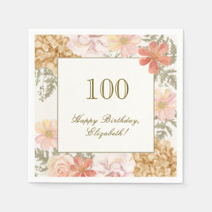 Papel Servilleta de cumpleaños número 100 color otoño fl