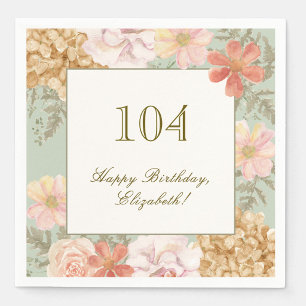 Papel Servilleta de cumpleaños número 104 color floral o