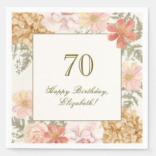 Papel Servilleta de cumpleaños número 70 color floral ot