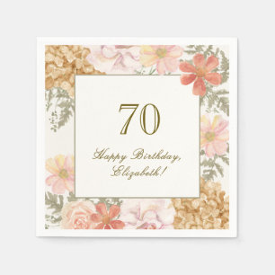 Papel Servilleta de cumpleaños número 70 color floral ot