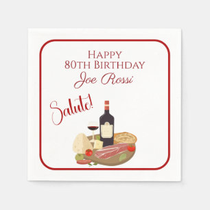 Papel Servilleta de cumpleaños número 80 con tema italia