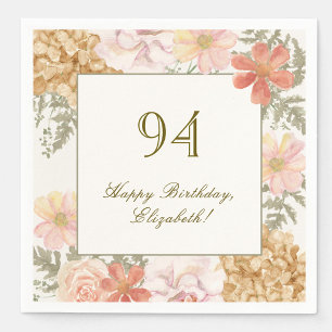 Papel Servilleta de cumpleaños número 94 color otoño flo