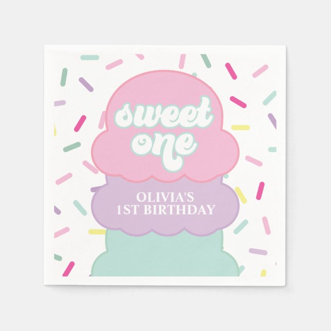 Papel Servilleta de cumpleaños para el dulce primero con (Anverso)