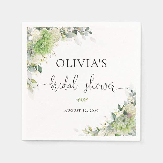 Papel Servilleta de Despedida de Soltera con Hortensias  (Anverso)