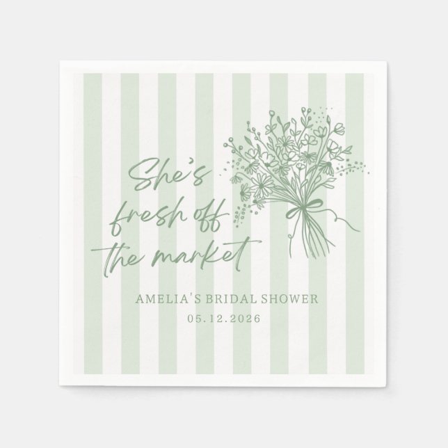 Papel Servilleta de Despedida de Soltera Verde Fresca de (Anverso)