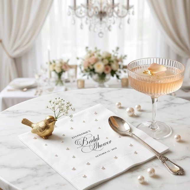 Papel Servilleta de ducha de novia perla negro oro elega (Subido por el creador)