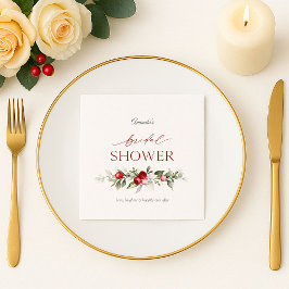 Papel Servilleta de ducha nupcial de baya de invierno