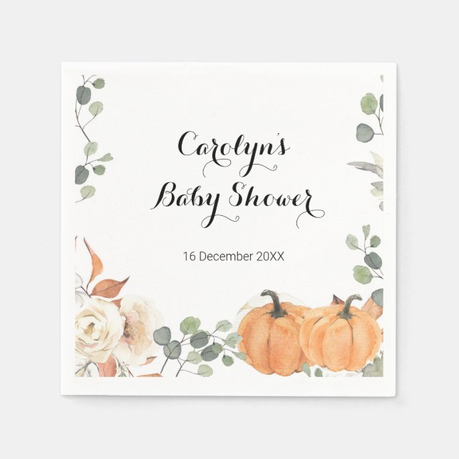 Papel Servilleta de ducha nupcial de calabaza rústica (Anverso)