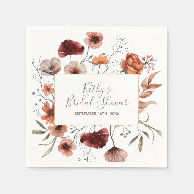 Papel Servilleta de ducha nupcial de flores silvestres d (Anverso)