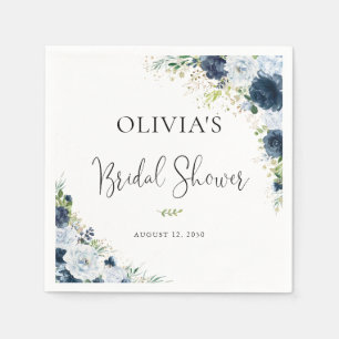 Papel Servilleta de ducha nupcial floral azul marino